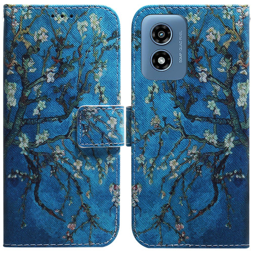 Moto G Play 2024 Coloured Drawing Flip Leather Phone Case - Apricot